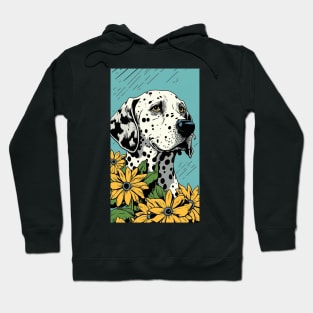 Dalmatian Dog Vibrant Tropical Flower Tall Retro Vintage Digital Pop Art Portrait 2 Hoodie